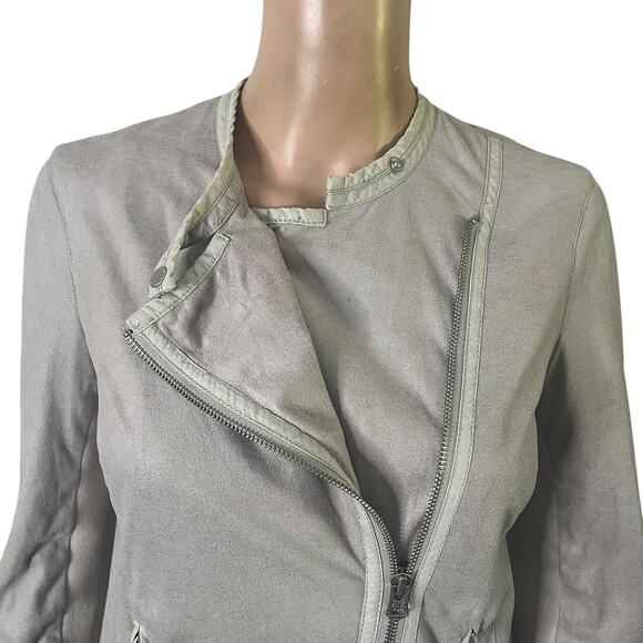 A|X Armani Exchange Moto Jacket Womens Small Gray Faux Suede Asymmetrical Zip - Picture 8 of 14